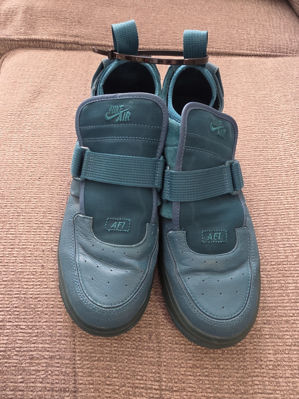 Nike Air AF1 Teal Strap Sneakers